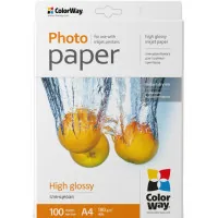 Photo paper ColorWay A4 180g glossy 100l, cardboard pack (PG180100A4)