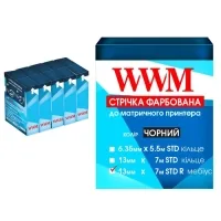 Tape for printers 13mm x 7m (right) Black*5pcs WWM (R13.7SR5)
