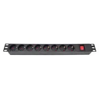 Силовий блок Eserver 19" 8 розеток, вимк., алюм. корпус PDU 220В, 16А (WT-2261A-GER-8WAY-WO)