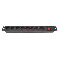 Силовий блок Eserver 19" 8 розеток, вимк., алюм. корпус PDU 220В, 16А (WT-2261A-GER-8WAY)