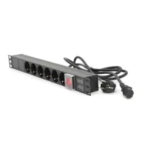 Power unit Ritar 19" 6 sockets, cable 1.8m aluminum housing with switch (1U-M6-K-C13)