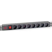 Силовий блок 19" 1U 8xSchuko, вимикач, С14 Kingda (KD-PDU-GM-1U-P8-C14)