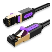 Patch cord 1m, S/FTP cat 7 RJ-45 black Vention (ICDBF)
