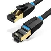 Patch cord 10m, S/FTP cat 8 RJ-45 black Vention (IKABL)