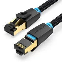 Patch cord 0.5m, S/FTP cat 8 RJ-45 COPPER black Vention (IKGBD)