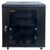 Шафа настінна GEAR 15U 19" 600x600x750 мм, + полка 19", black (GWMSN-15U-600-600)