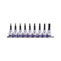 Set of KING TONY Torx socket heads 9 pcs (T20 - T60) in a holder (4119PR10)