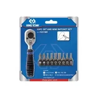 KING TONY ratchet for bits and heads 1/4" with a set of 10 bits (1001MR)