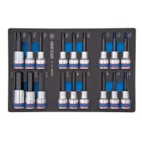 Set of KING TONY socket heads 1/2", TORX, HEX, L = 80 mm, in a box, 18 pcs. (9-4138PRV)
