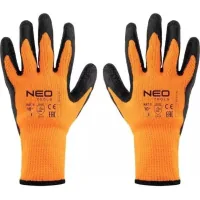 Protective gloves Neo Tools latex coating, polyester, grade 10, orange black (97-612-10)