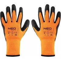Protective gloves Neo Tools latex coating, polyester, grade 8, orange black (97-612-8)
