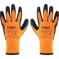 Protective gloves Neo Tools latex coating, polyester, grade 9, orange black (97-612-9)