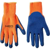 Protective gloves Neo Tools insulated, latex coating, polyester, grade 10, orange-blue (97-611)
