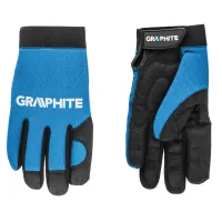Protective gloves Graphite synthetic leather, wrist fixation, p.10/, black and blue (97G100)