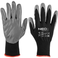 Protective gloves Neo Tools polyester with nitrile coating, p.7, gray-black (97-647K-7)