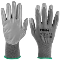 Protective gloves Neo Tools polyester with polyurethane coating, grade 8, gray 12 pcs (97-646-8)