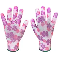 Protective gloves Verto polyester, p.8, pink with a flower (97H147)