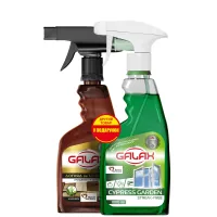 Set of household chemicals Galax Glass cleaner Cypress garden 1 l + Aloe vera furniture care agent 500 ml (9200000987467)