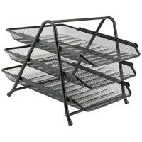 Paper tray Axent horizontal 3-in-1, metal mesh 350x295x263 mm Black (2122-01-A)