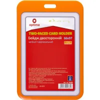 Badge Optima premium vertical 66x97 mm double-sided, orange (O45684)