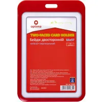 Badge Optima premium vertical 66x97 mm double-sided, red (O45685)