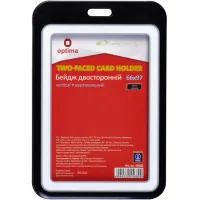 Badge Optima premium vertical 66x97 mm double-sided, black (O45680)