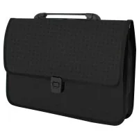 Folder - Economix briefcase with clasp, Vysyvanka texture, black (E31641-01)