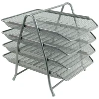 Paper tray Axent horizontal 4-in-1, metal, silver (2129-03-A)