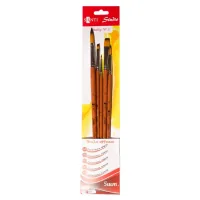 Santi paint brush, set of artistic #5, synthetics, 3pcs round (#1, 6, 12), 2pcs flat (#4, 10), short handle (310838)