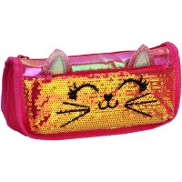 Cool For School pencil case 2 compartments with sequins Red-pink (CF6706-rose)
