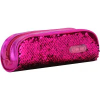 Cool For School pencil case 2 compartments with sequins Red-pink (CF6490-rose)