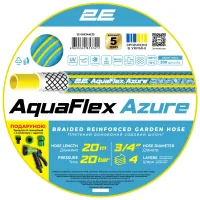 Шланг для поливу 2E AquaFlex Azure, 3/4", 20м, 4 шари, 20бар, -10…+60°C, сумка, зрошувач, конектор, 2 адаптери (2E-GHE34AE20)