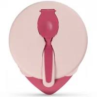Set of children's tableware Baboo deep plate with lid and spoon pink (90592)