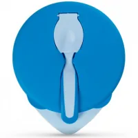 Set of children's tableware Baboo deep plate with lid and spoon blue (90594)