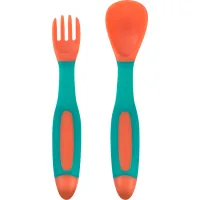 Baby tableware set Baboo flexible spoons and forks, peach, 6+ months (10-036)