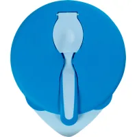 Baby plate Baboo with lid and spoon, from 6 months (blue) (9-029)