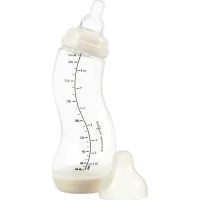 Feeding bottle Difrax S-bottle Natural with silicone nipple, 250 ml (706 Popcorn)