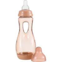 Difrax feeding bottle with silicone teat and holding arm, 240 ml (193 Peachy)