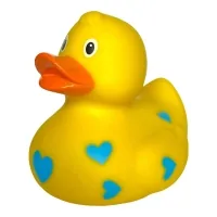Funny Ducks bath toy Yellow duck with blue hearts (0905)