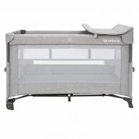 Children's playpen Velano with second tier and Tino diaper changing mat, light gray (46159)