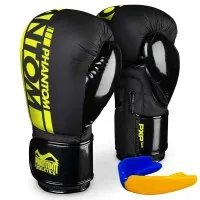 Phantom Apex Elastic Neon Black/Yellow 16oz Boxing Gloves (PHBG2300-16)