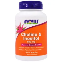 Вітамін Now Foods Холін (В4) та Інозітол (В8), Choline & Inositol, 500 мг, 100 (NOW-00470)