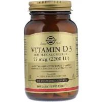 Вітамін Solgar Вітамін D3, Vitamin D3, 55 mcg (2200 IU), 100 вегетаріанські (SOL-03317)