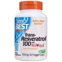 Antioxidant Doctor's Best Resveratrol, Trans-Resveratrol, 100 mg, 60 gel capsules (DRB-00171)