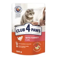 Вологий корм для кішок Club 4 Paws в желе з індичкою 100 г (4820215364256)
