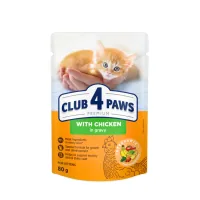 Вологий корм для кішок Club 4 Paws для кошенят в соусі зі смаком курки 80 г (4820083908927)