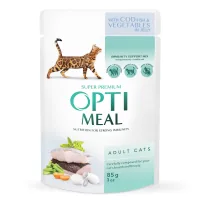 Wet food for cats Optimeal with cod and vegetables in jelly 85 g (4820215364041)