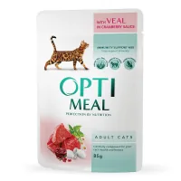 Wet food for cats Optimeal with the taste of veal in cranberry sauce 85 g (4820083905438)