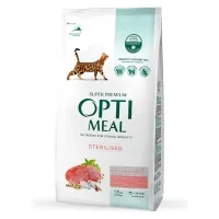 Optimeal dry cat food for sterilized/neutered cats with beef and sorghum 1.5 kg (4820215364652)