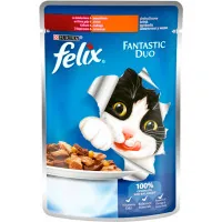 Wet food for cats Purina Felix Fantastic Duo pieces in jelly with turkey and liver 100 g (7613036923200)